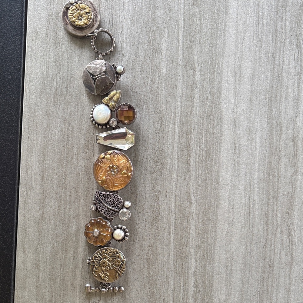 Vintage Style Charm Bracelet with Mixed Metals